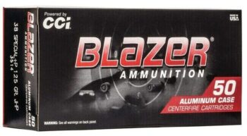 CCI Blazer  |  38 Special+P  |  158gr  |  FMJ  |  Aluminum  |  (3519)  |  1000rds  |  No Tax Outside NC  |  INSURED FREE SHIPPING!