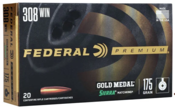 Federal  |  Gold Medal  |  308 (7.62x51)  |  175GR  |  Sierra Matchking BTHP   |  (GM308M2)  |  200rds  | No Tax Except NC  |  $9.99 Insured Shipping!