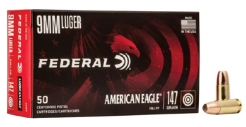 Federal |   AE |  9mm  |  147gr   |   FMJ-Flat Point   |   (AE9FP)  |   1000rds  |  No Tax Outside NC ($17.40 Savings @ 6% avg) |  FREE SHIPPING!