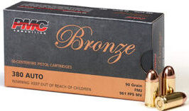 PMC  |  Bronze  |  380 Auto  |  90gr  |   FMJ  |  (PMC380A)    |   1000rds   |   No Sales Tax Outside NC  |  FREE SHIPPING!