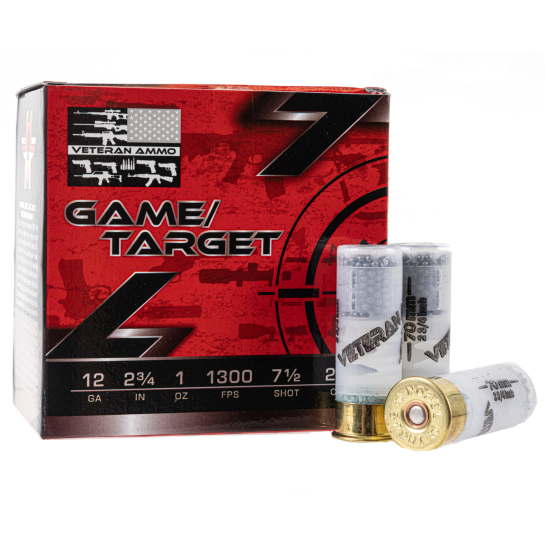 Veteran Ammo | 12ga | 1.0oz | #7.5 shot | 2.75" | 250rds | No CC Fees | No Sales Tax Outside NC | Free Shipping!