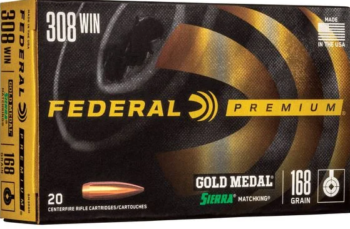 Federal  |  Gold Medal  |  308 (7.62x51)  |  168gr  |  Sierra Matchking BTHP   |  (GM308M500)  | 500rds  | No Tax Except NC  |  FREE SHIPPING!