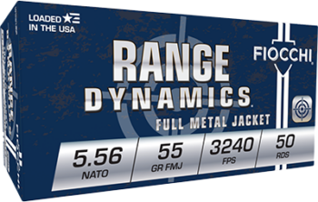 Fiocchi | Range Dynamics | 5.56x45 NATO  | 55gr  |  FMJ-BT  | (556M193L)  | 1000rds |  No Tax Outside NC ($27.00 Savings @ 6% avg) |  FREE SHIPPING!