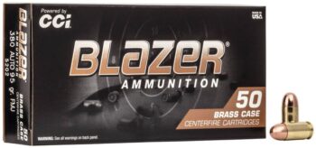 CCI Blazer Brass  |   380 Auto  |  95gr  |  FMJ  |  (5202)  |  1000rds  | No Tax Outside NC ($19.26 Savings @ 6% avg) |  Insured Free Shipping!