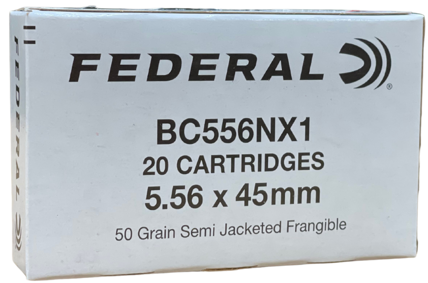 Federal | 5.56 x 45 NATO | 50gr | Semi-Jacked Frangible | (BC556NX1) | 500rds | No Tax Outside NC ($27.00 Savings @ 6% avg) | INSURED FREE SHIPPING!