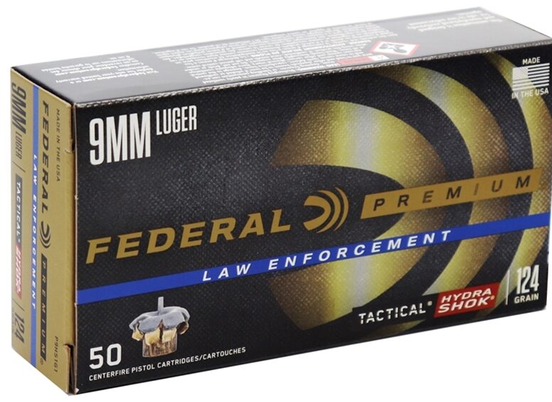 Federal LE | Tactical Hydra-Shok | 9mm | 124gr | JHP-HS | (P9HS1G1) | 1000rds | No Tax Outside NC | INSURED FREE SHIPPING!