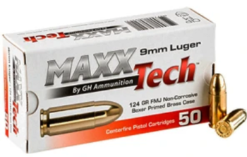 Maxxtech |  9mm  |  124gr  |   FMJ  |  (PTGB9124B)   |   1000rds  |   No Tax Outside NC ($9.60 Savings @ 6% avg)   |  INSURED FREE SHIPPING!
